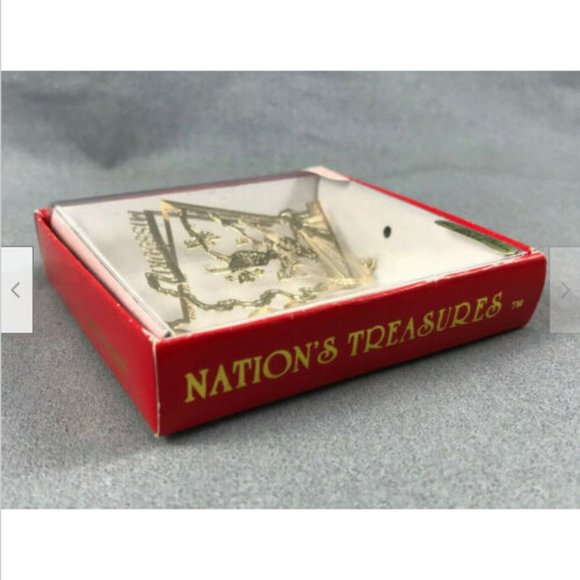 State Bird & Flower 24k Gold Brass Ornament Nation's Treasures MISSOURI Bluebird - Picture 4 of 4